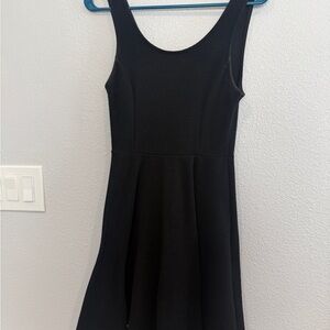 Lush Size Small Black Ribbed Knit Polyester Blend Skater Dress Sleeveless Short